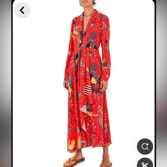 FARM Rio Carnival Long Sleeve Maxi Red Dress - Picture 3 of 5
